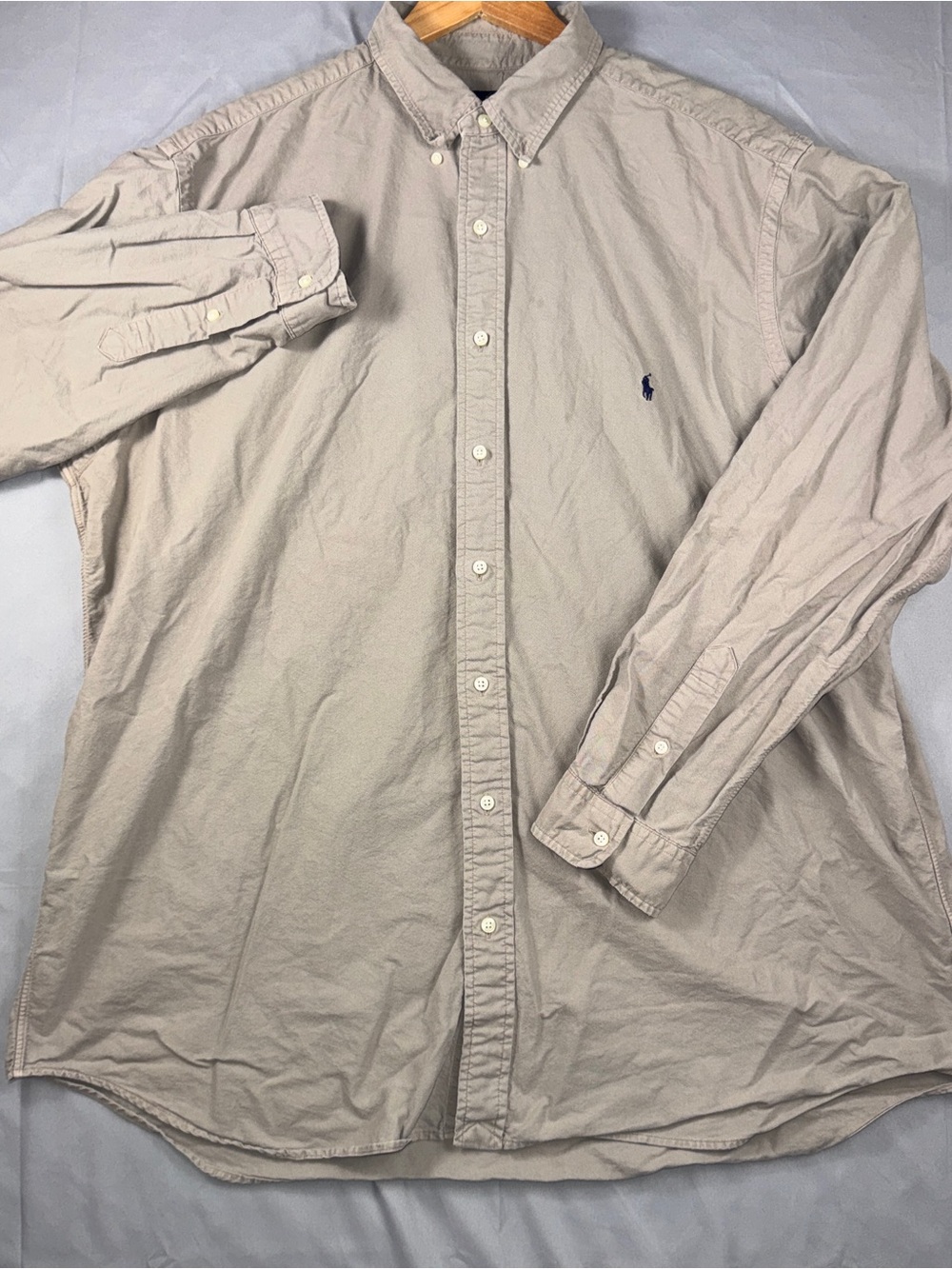 Ralph Lauren Shirt Mens 2XLT Beige Cotton Button Front Long Sleeve Casual